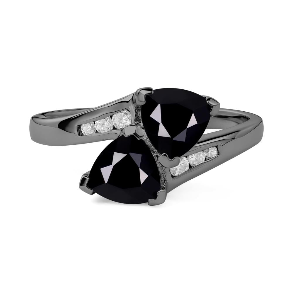 Black Spinel Bypass Ring - LUO Jewelry #metal_black finish sterling silver