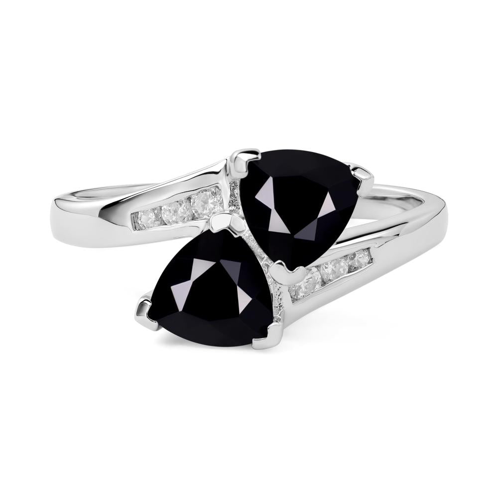 Black Spinel Bypass Ring - LUO Jewelry #metal_sterling silver