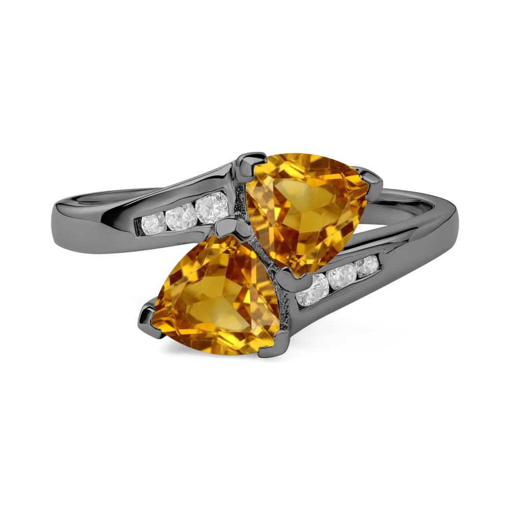 Citrine Two Stone Bypass Ring - LUO Jewelry #metal_black finish sterling silver