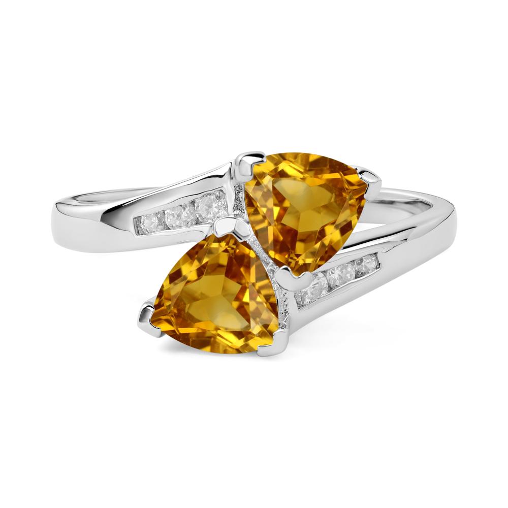 Citrine Two Stone Bypass Ring - LUO Jewelry #metal_sterling silver