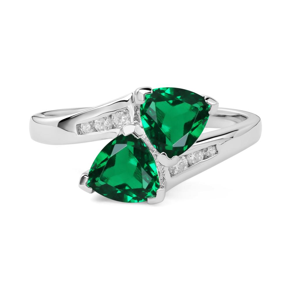 Emerald Bypass Ring - LUO Jewelry #metal_sterling silver