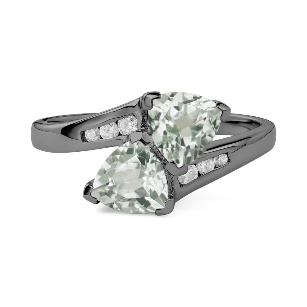 Green Amethyst Bypass Ring - LUO Jewelry #metal_black finish sterling silver