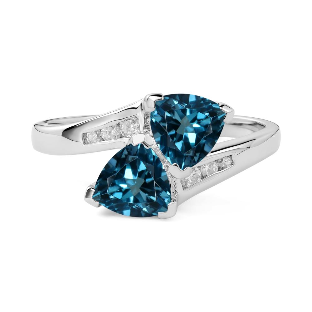 London Blue Topaz Two Stone Bypass Ring - LUO Jewelry #metal_sterling silver