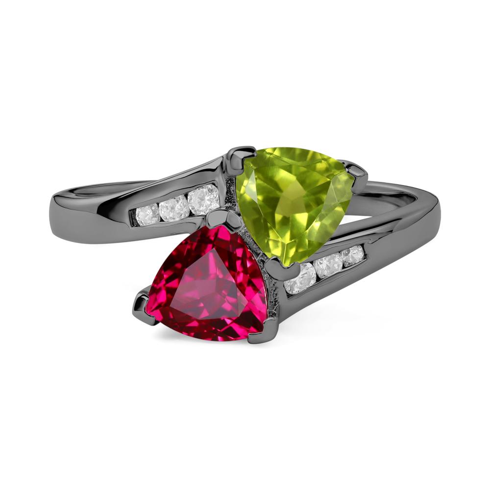 Ruby and Peridot Ring - LUO Jewelry #metal_black finish sterling silver