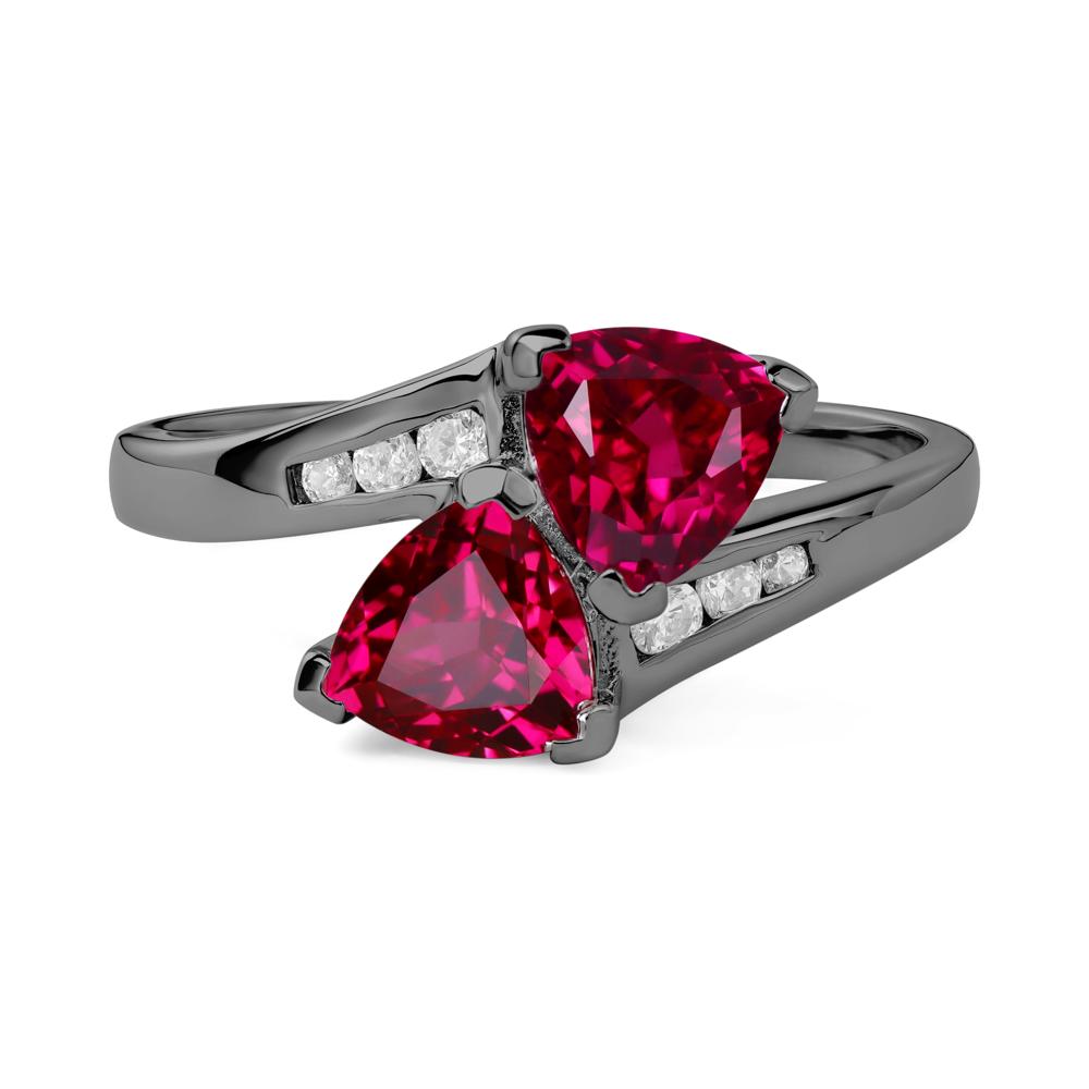 2 Stone Ruby Mothers Ring - LUO Jewelry #metal_black finish sterling silver