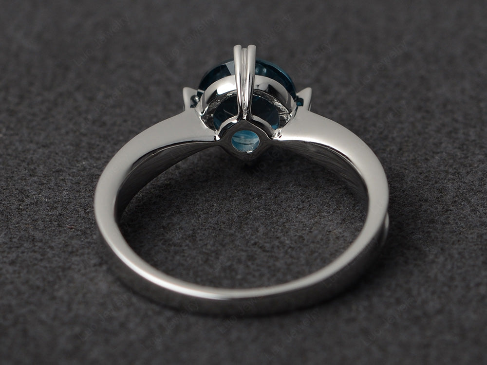 Heart Prong London Blue Topaz Solitaire Wedding Ring - LUO Jewelry