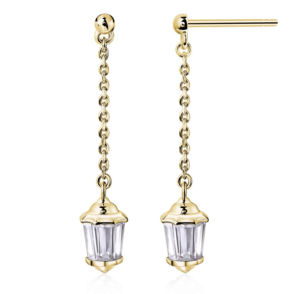 Golden Bird Cage Lantern Bell Diamond Earrings AAAAA selling Cubic Zirconia | 18K Gold Plated 925 Sterling Silver | Couture Jewellery