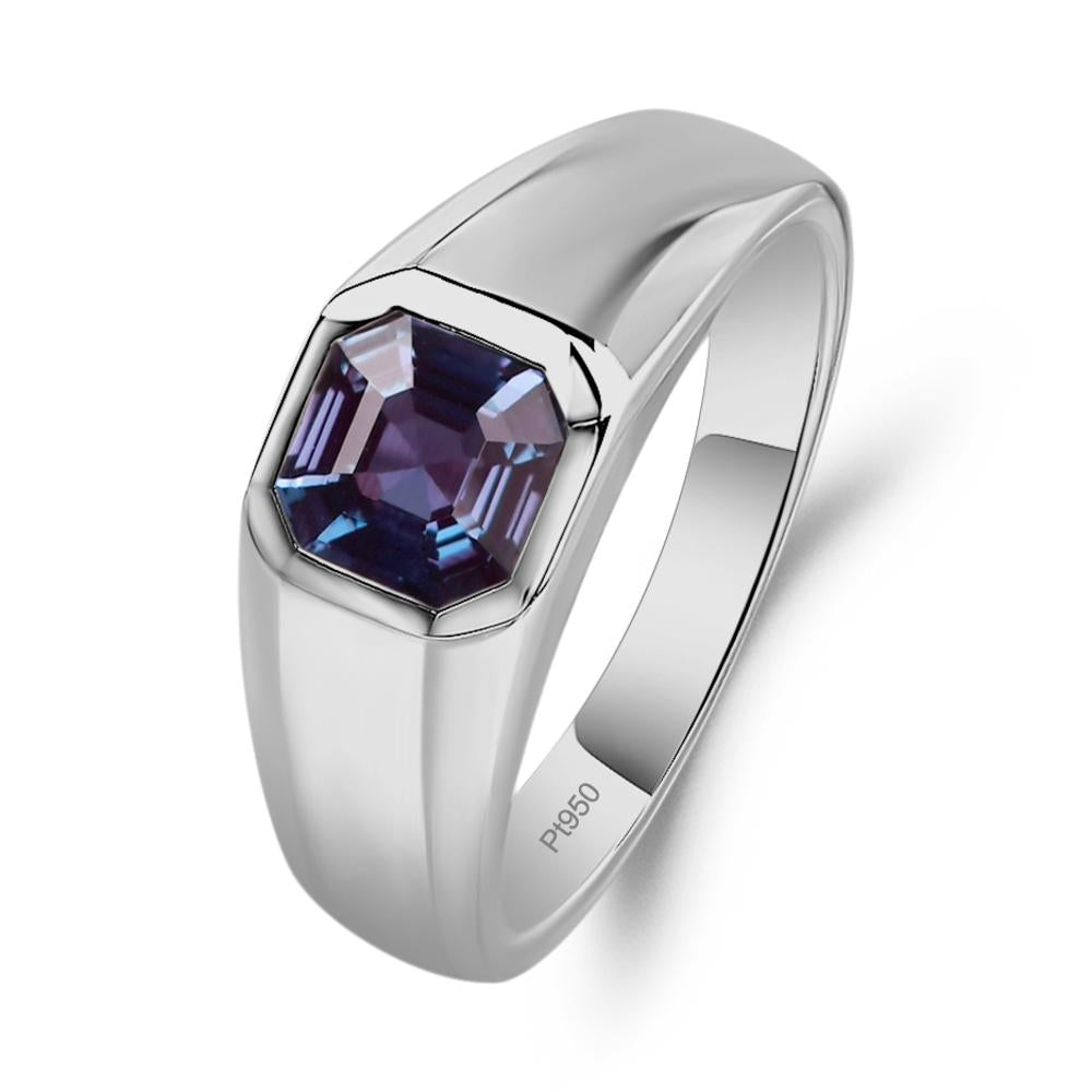 Sterling Checkerboard Syn Alexandrite Ring top size 5