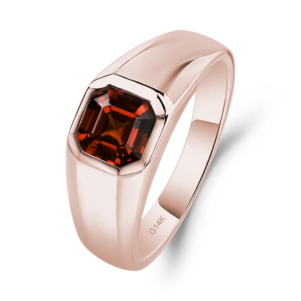 Asscher cut garnet ring bezel setting engagement outlet ring for women January birthstone