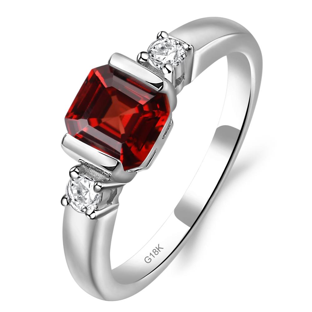 Asscher cut garnet ring cheapest bezel setting engagement ring for women January birthstone