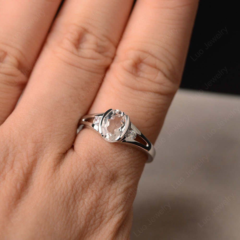 Bezel Set Engagement Ring--Sterling Silver Engagement Ring--Cubic Zirconia Ring--White Topaz Ring--White store Sapphire Ring--Moissanite Ring