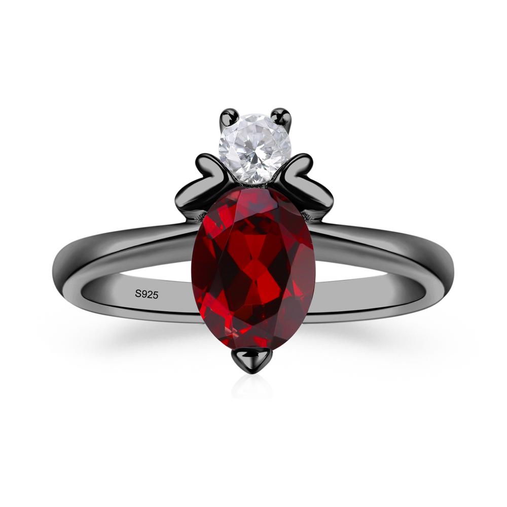 Garnet Nature Inspired Bee Ring - LUO Jewelry #metal_black finish sterling silver