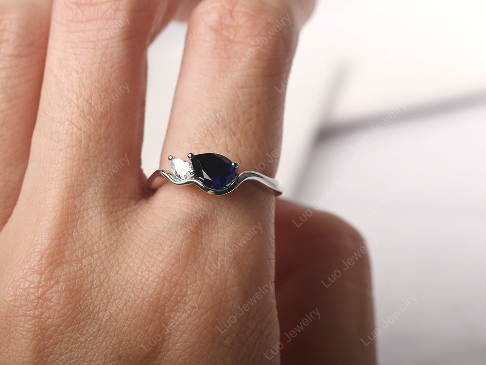 Unique 2 Stones Lab Created Sapphire Mothers Ring LUO