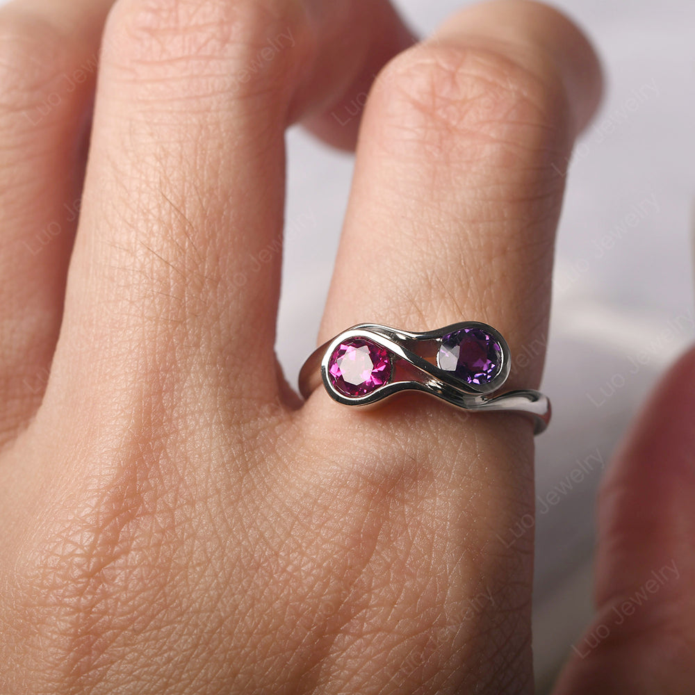 Amethyst and clearance ruby ring