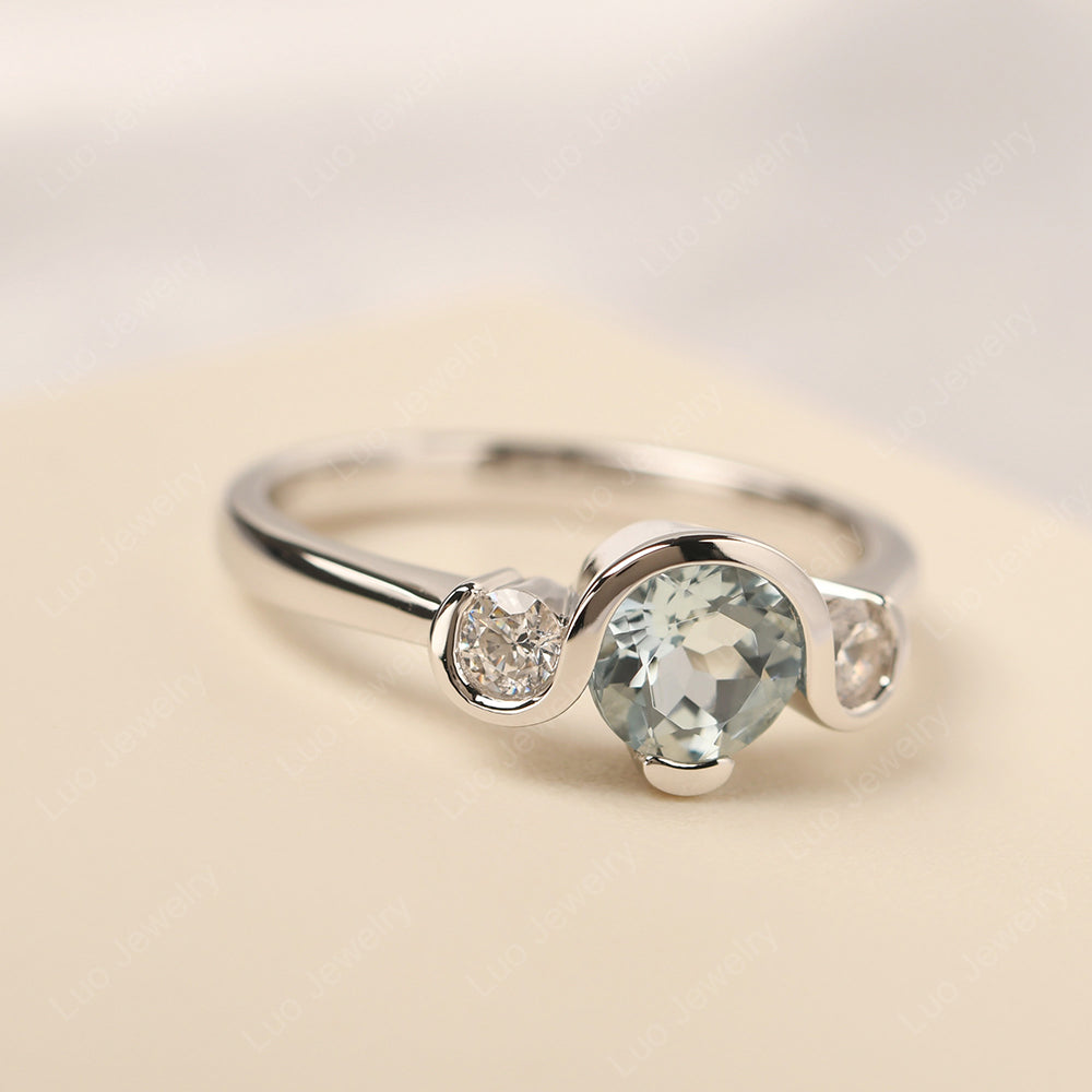 Aquamarine Vintage Bezel Set Engagement Rings