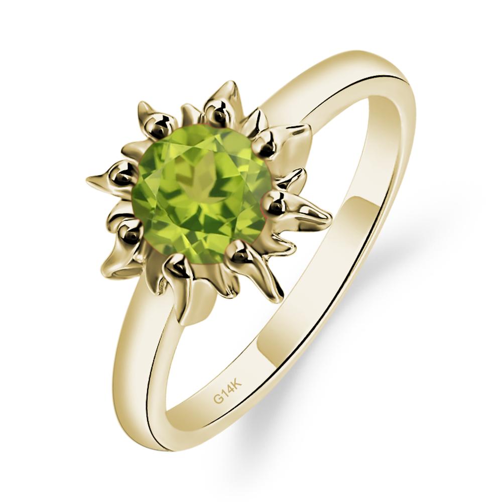 Sunburst Peridot Solitaire Ring - LUO Jewelry #metal_14k yellow gold