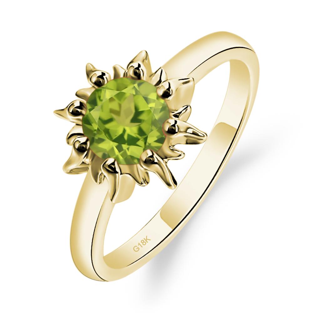 Sunburst Peridot Solitaire Ring - LUO Jewelry #metal_18k yellow gold