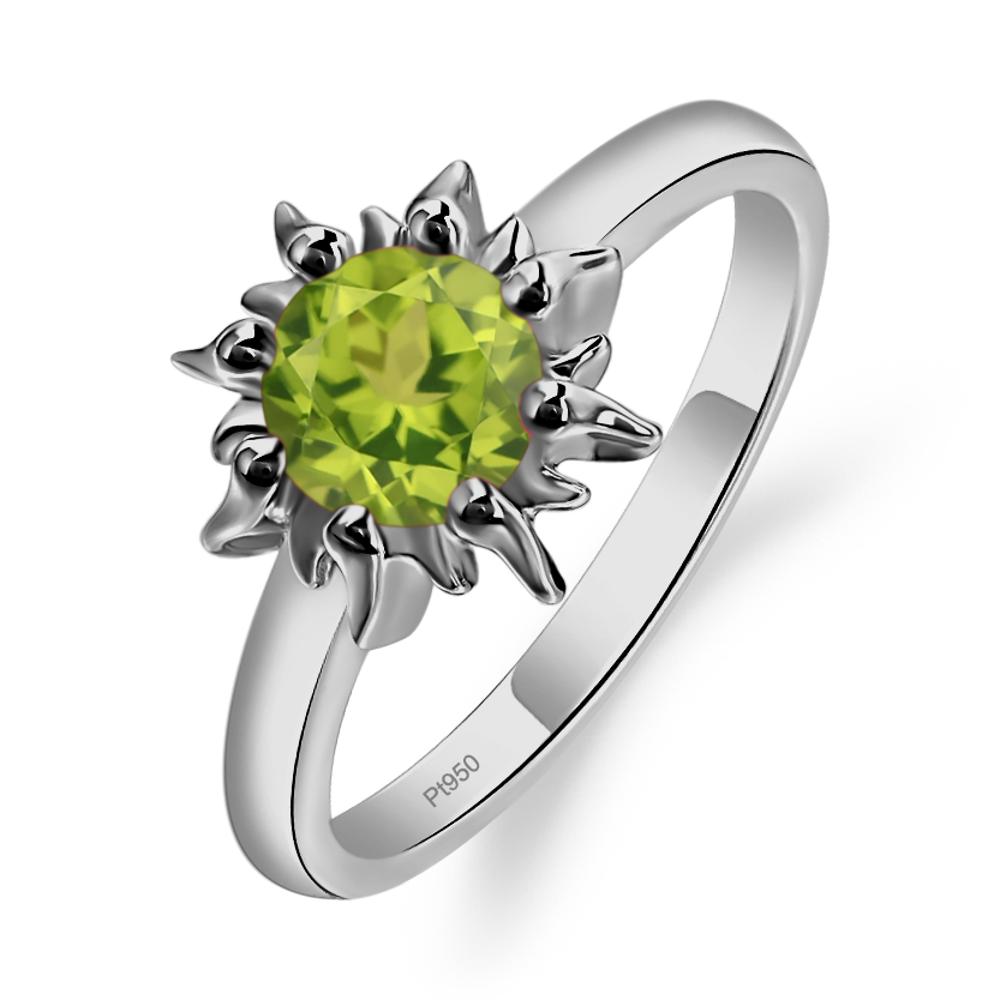 Sunburst Peridot Solitaire Ring - LUO Jewelry #metal_platinum