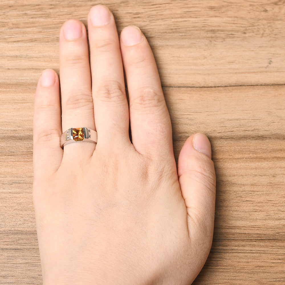 Princess cut store citrine ring