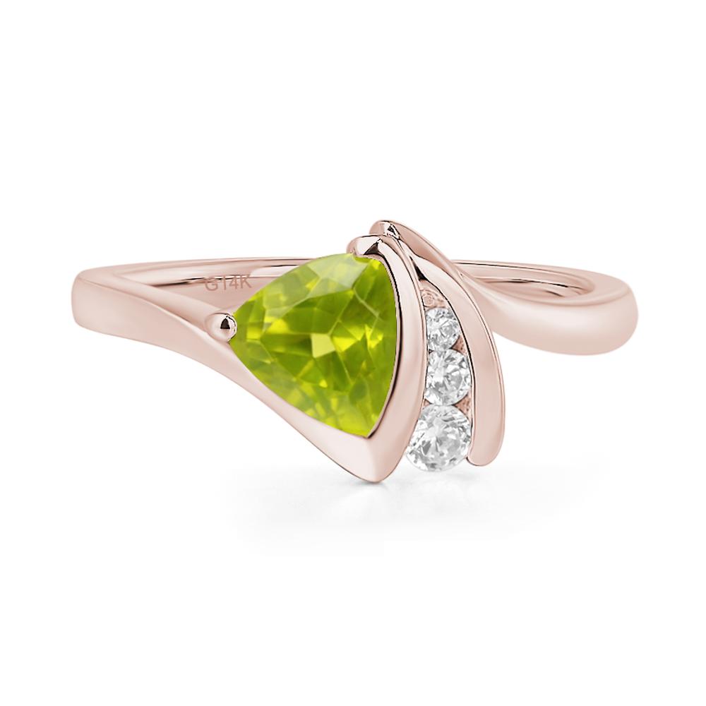 Trillion Cut Peridot Sailboat Inspire Ring - LUO Jewelry #metal_14k rose gold