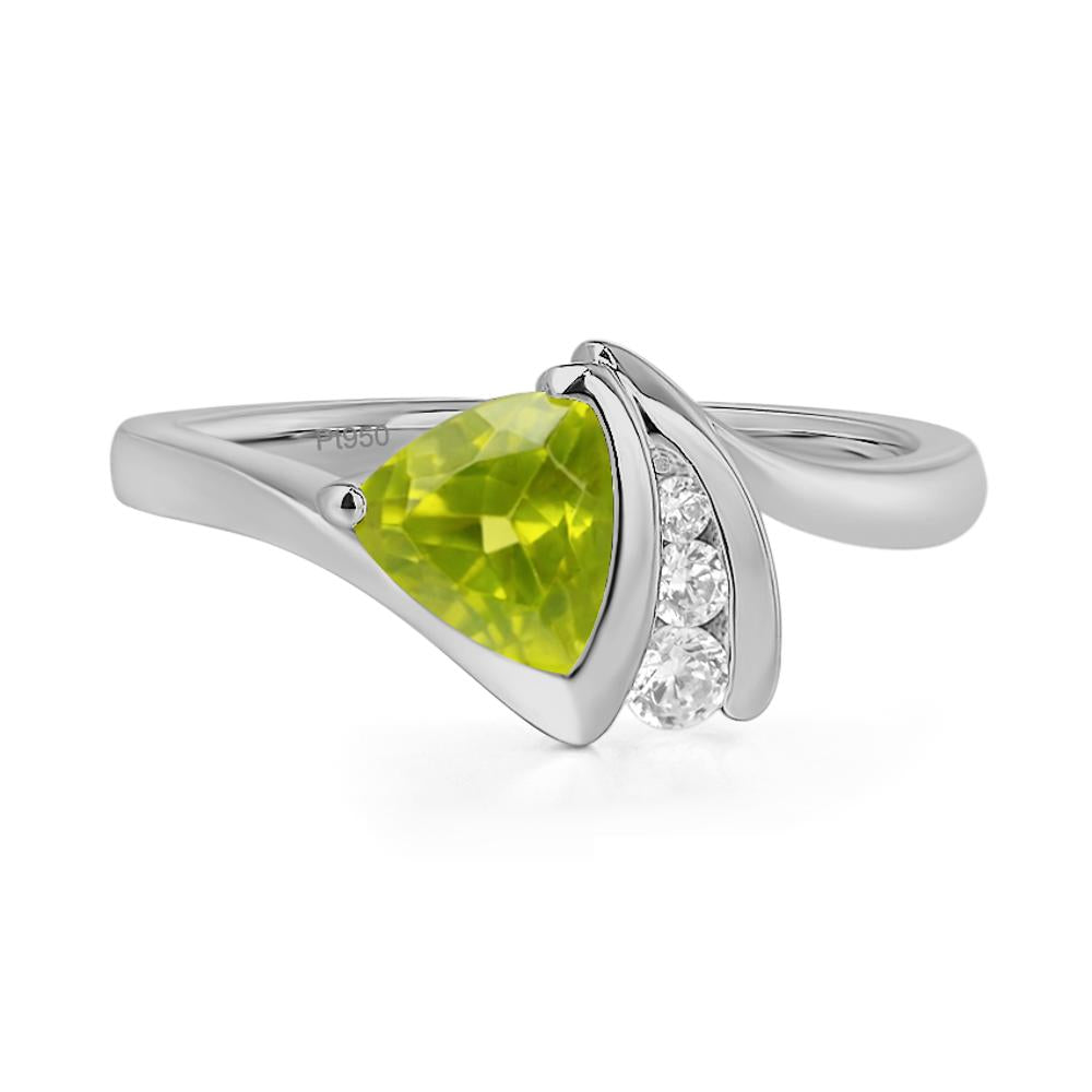 Trillion Cut Peridot Sailboat Inspire Ring - LUO Jewelry #metal_platinum