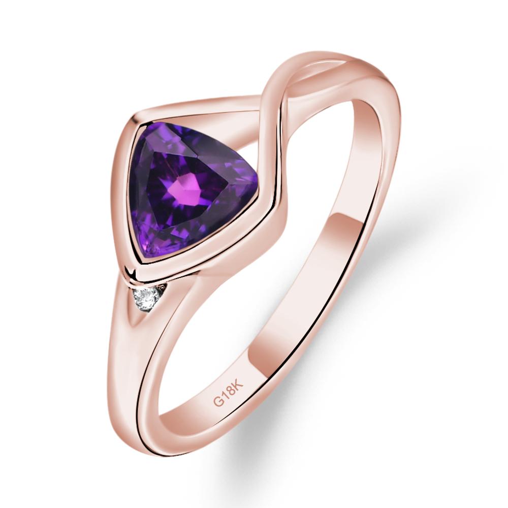 Trillion Cut Simple Amethyst Ring - LUO Jewelry #metal_18k rose gold
