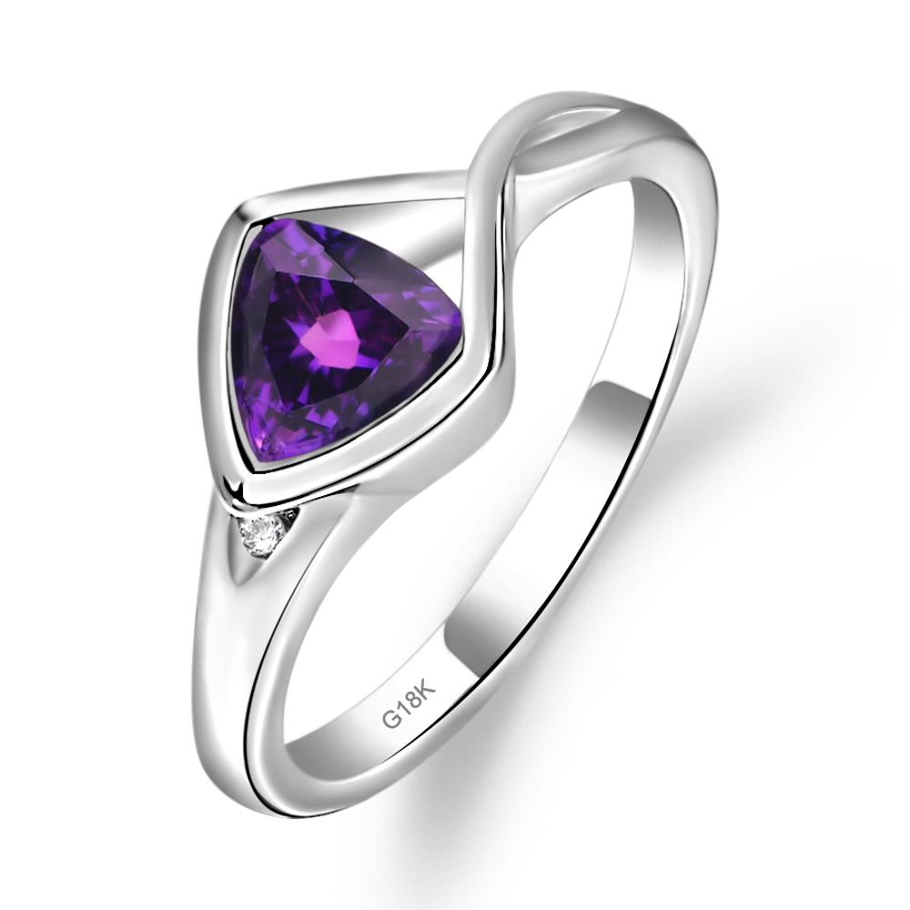 Trillion Cut Simple Amethyst Ring - LUO Jewelry #metal_18k white gold