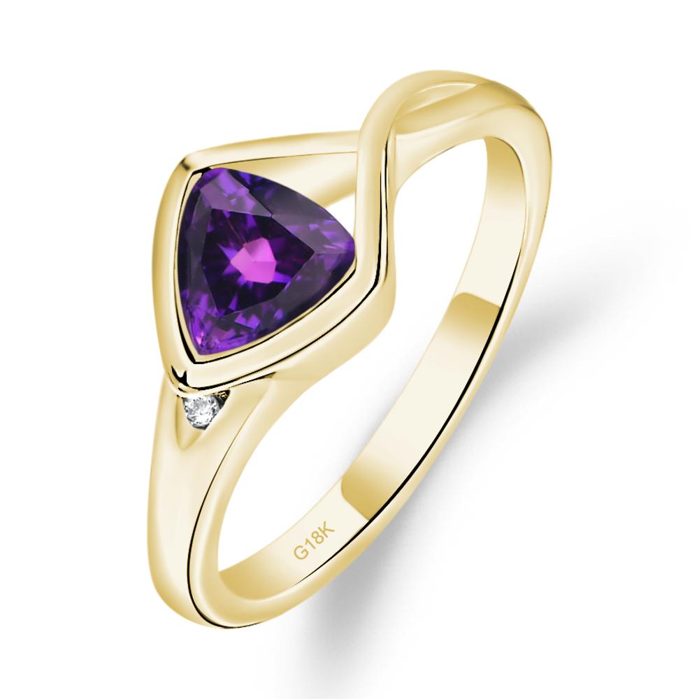 Trillion Cut Simple Amethyst Ring - LUO Jewelry #metal_18k yellow gold
