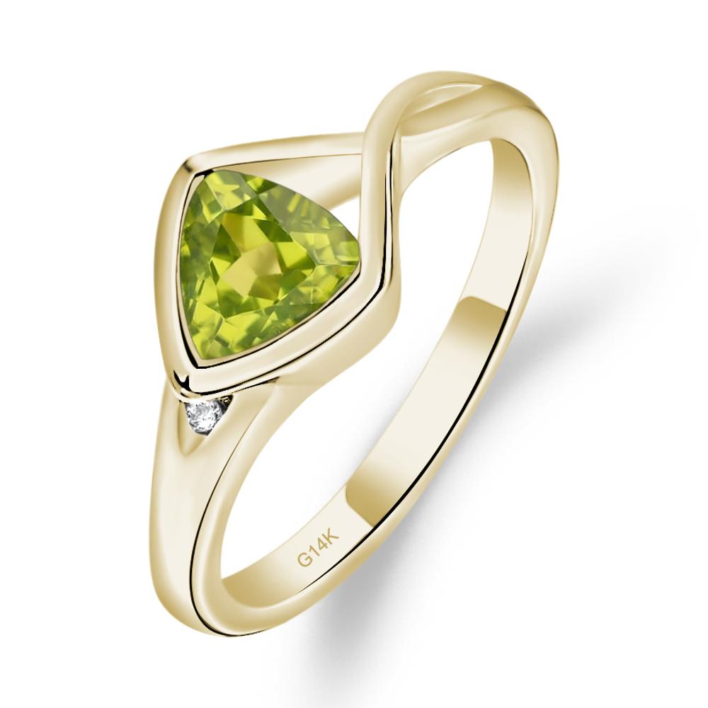 Trillion Cut Simple Peridot Ring - LUO Jewelry #metal_14k yellow gold