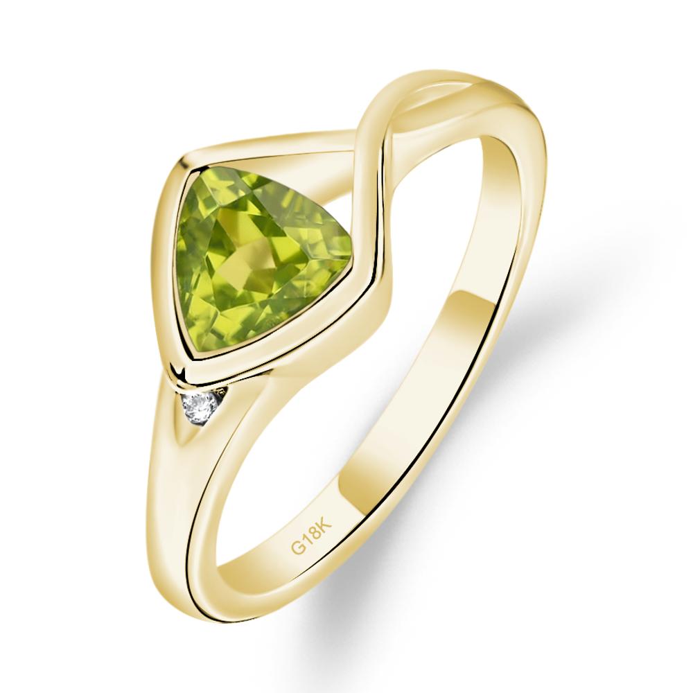 Trillion Cut Simple Peridot Ring - LUO Jewelry #metal_18k yellow gold