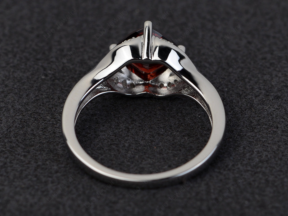 Art Deco Garnet Engagement Ring Cushion Cut - LUO Jewelry
