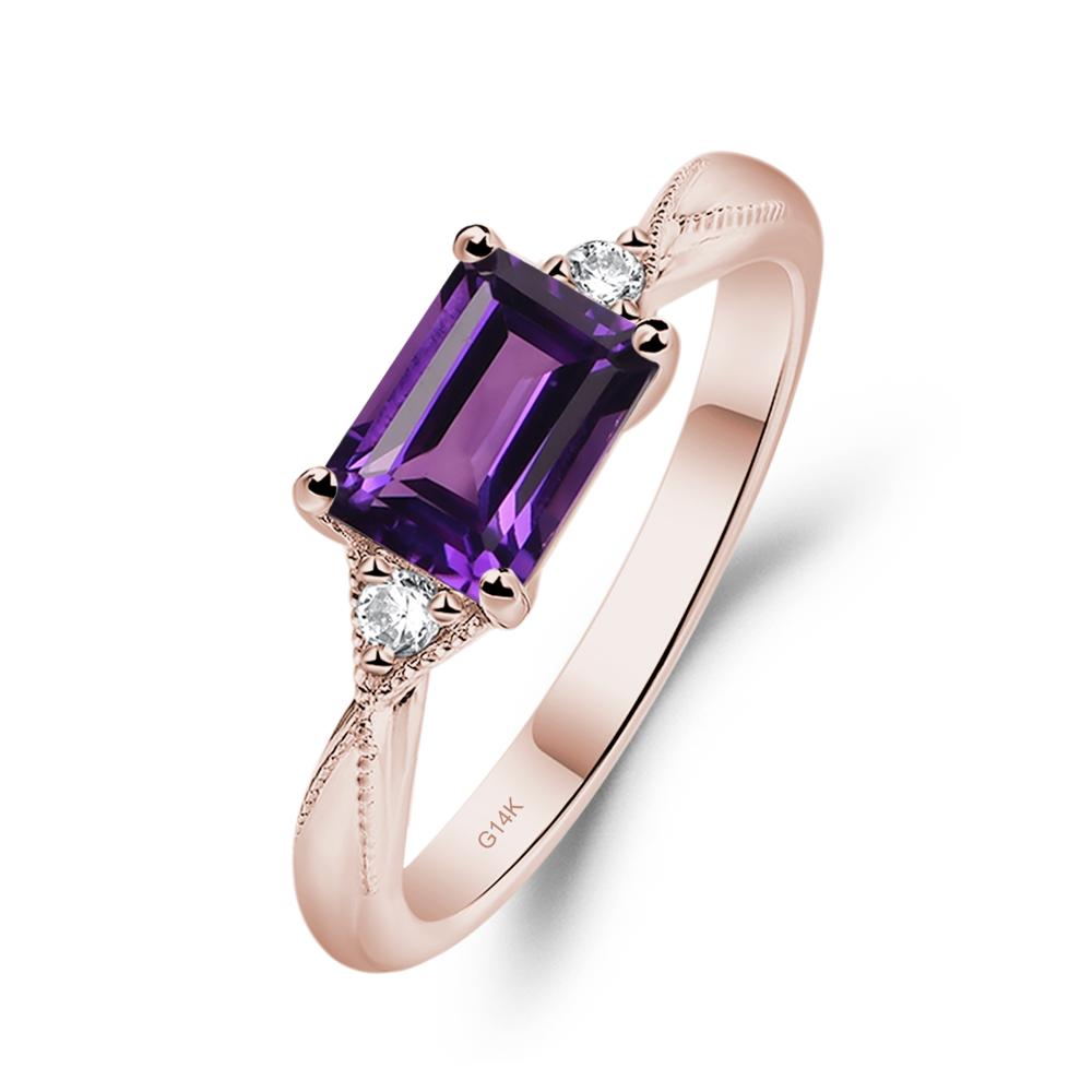 Emerald cut amethyst hot sale engagement ring