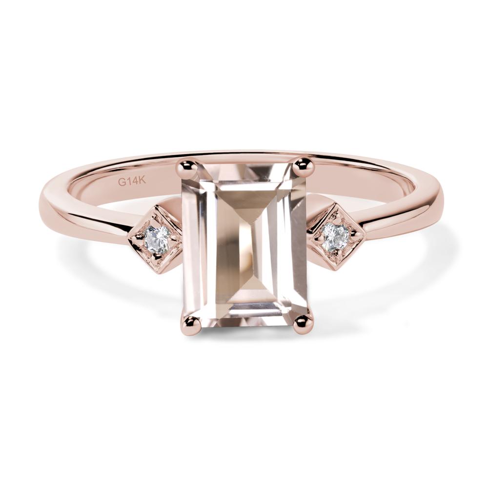 Emerald Cut Morganite Engagement Ring - LUO Jewelry #metal_14k rose gold