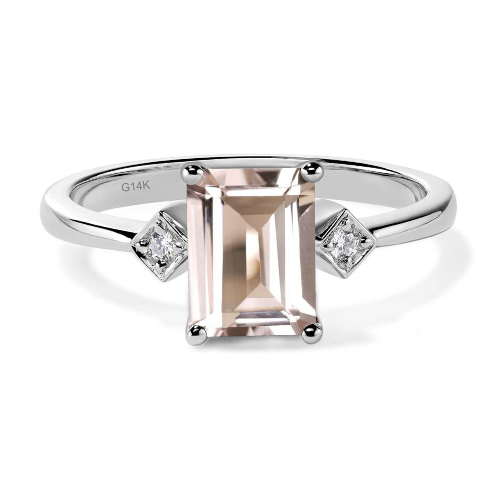 Emerald Cut Morganite Engagement Ring - LUO Jewelry #metal_14k white gold