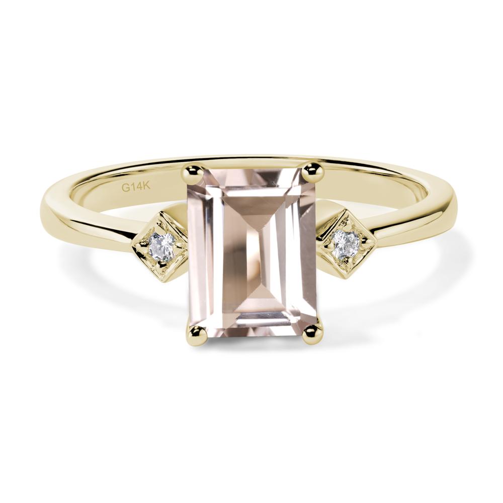 Emerald Cut Morganite Engagement Ring - LUO Jewelry #metal_14k yellow gold