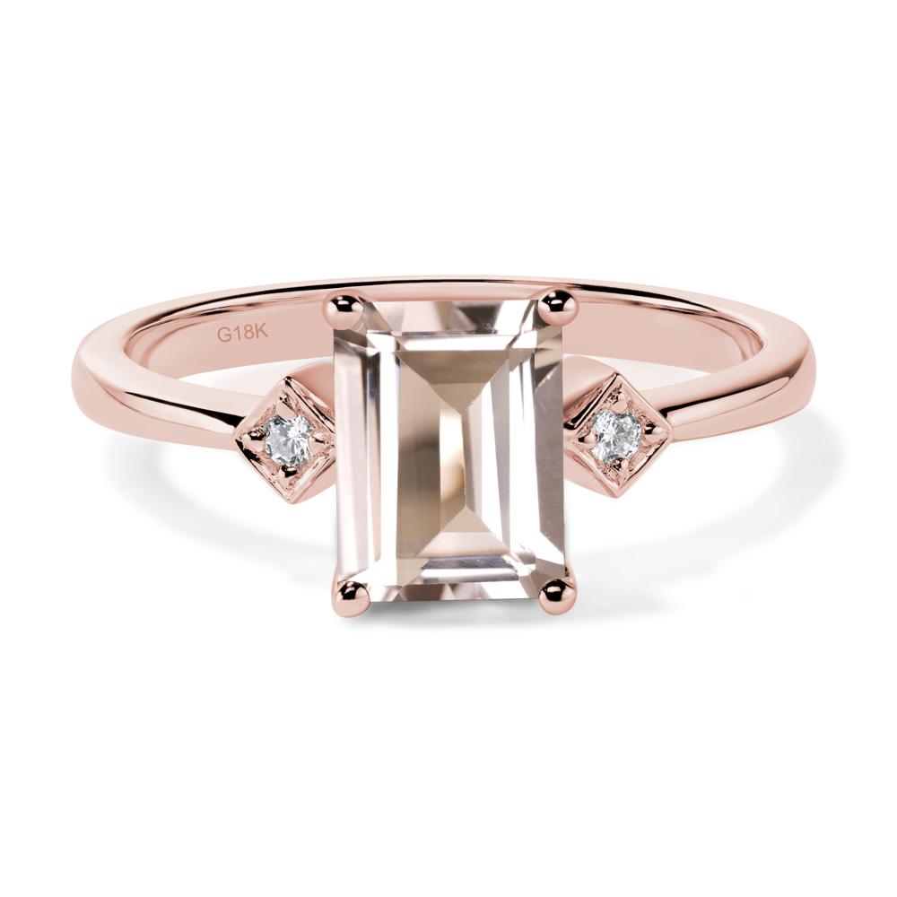 Emerald Cut Morganite Engagement Ring - LUO Jewelry #metal_18k rose gold