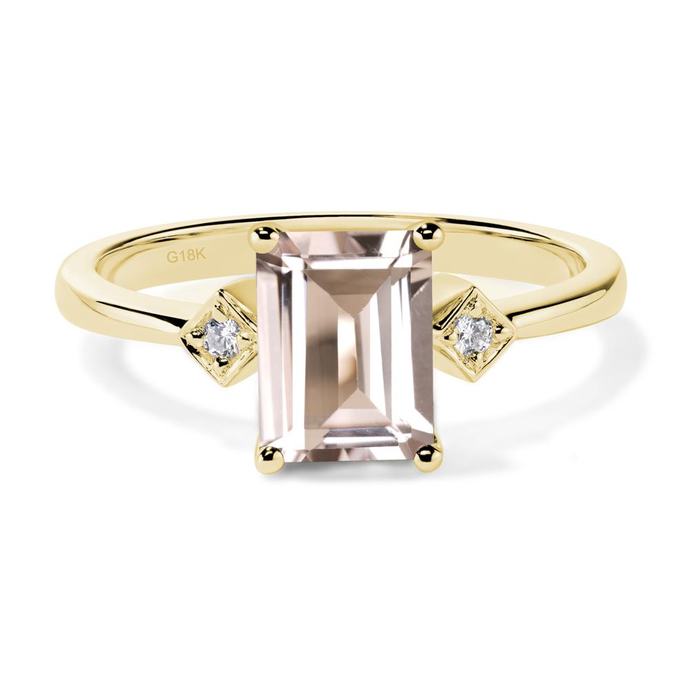 Emerald Cut Morganite Engagement Ring - LUO Jewelry #metal_18k yellow gold