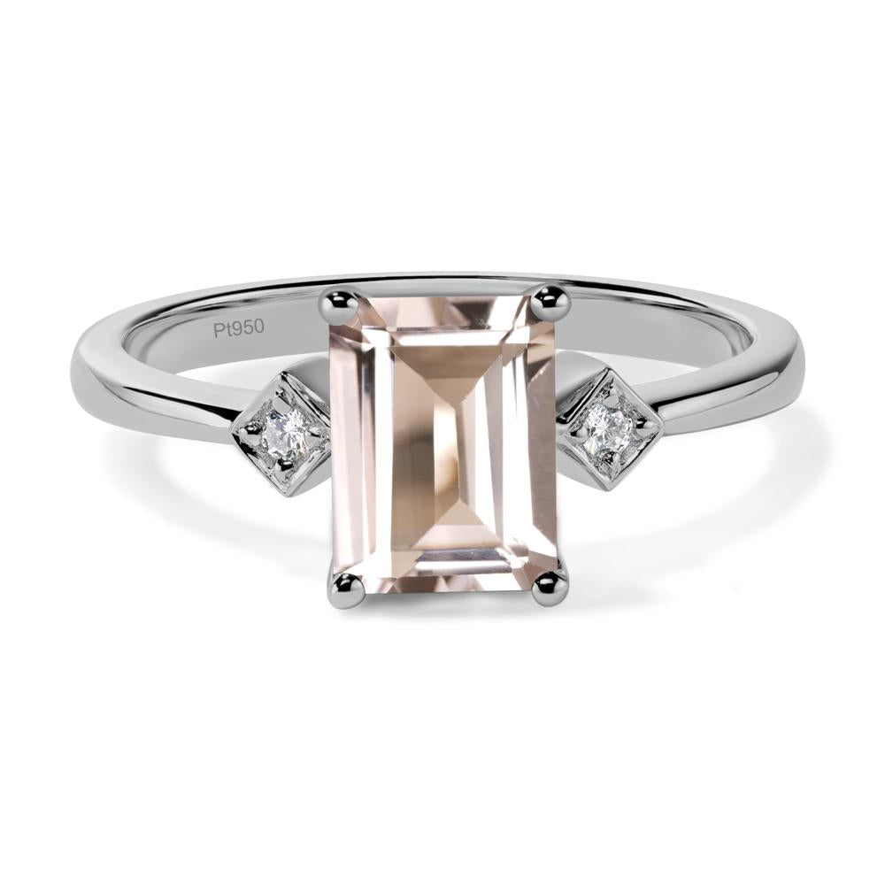 Emerald Cut Morganite Engagement Ring - LUO Jewelry #metal_platinum