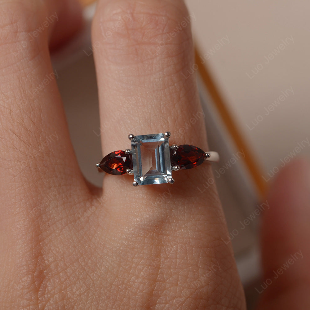 Garnet and aquamarine mothers on sale ring