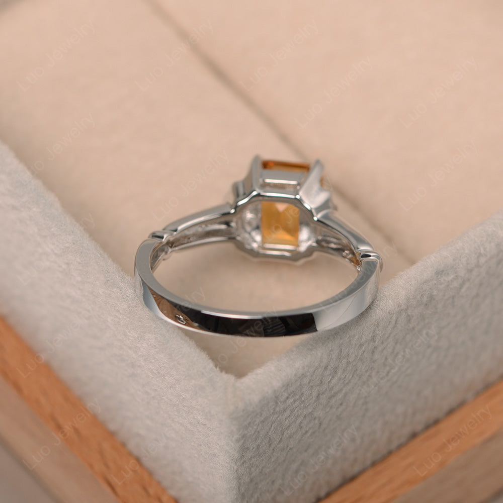 Vintage Emerald Cut Citrine Solitaire Ring - LUO Jewelry
