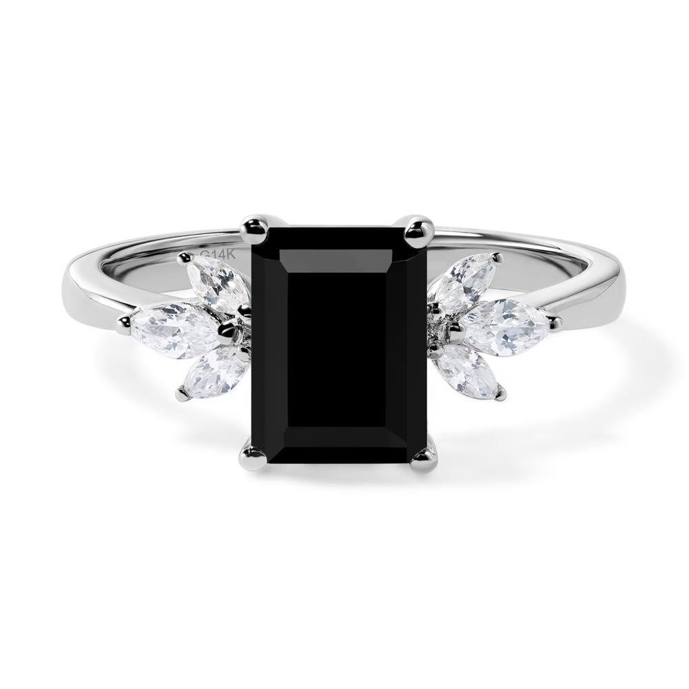 Black factory Spinel Ring, 7x5 Emerald Cut Black Spinel Ring, East West Ring, Black Spinel Engagement Ring, Emerald Cut Engagement Ring