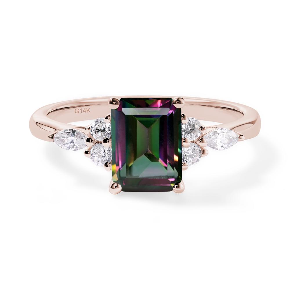 Simple Emerald Cut Mystic Topaz Ring - LUO Jewelry #metal_14k rose gold