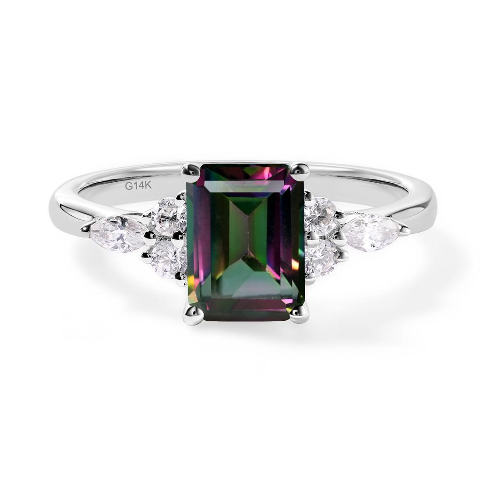 Simple Emerald Cut Mystic Topaz Ring - LUO Jewelry #metal_14k white gold