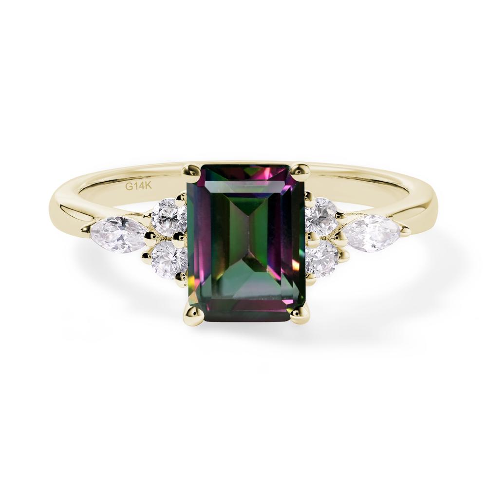 Simple Emerald Cut Mystic Topaz Ring - LUO Jewelry #metal_14k yellow gold