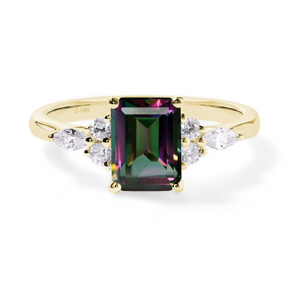 Simple Emerald Cut Mystic Topaz Ring - LUO Jewelry #metal_18k yellow gold