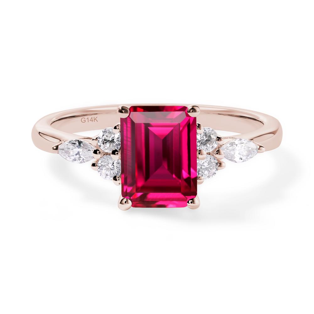 Simple Emerald Cut Ruby Ring | LUO