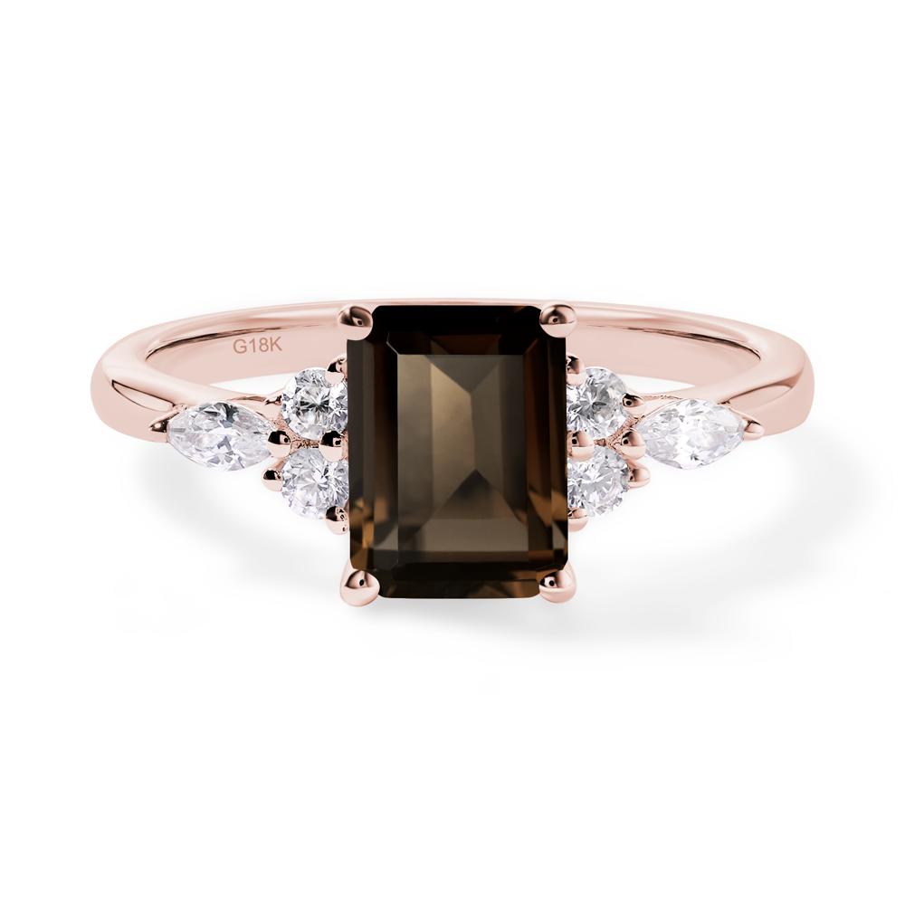 Simple Emerald Cut Smoky Quartz Ring - LUO Jewelry #metal_18k rose gold