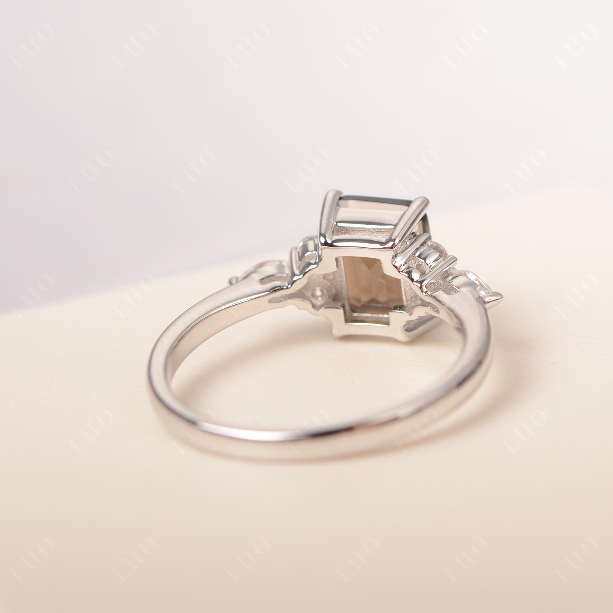 Simple Emerald Cut Smoky Quartz Ring - LUO Jewelry