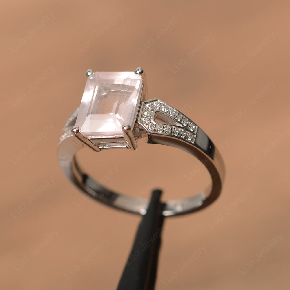 Emerald cut rose hot sale quartz ring