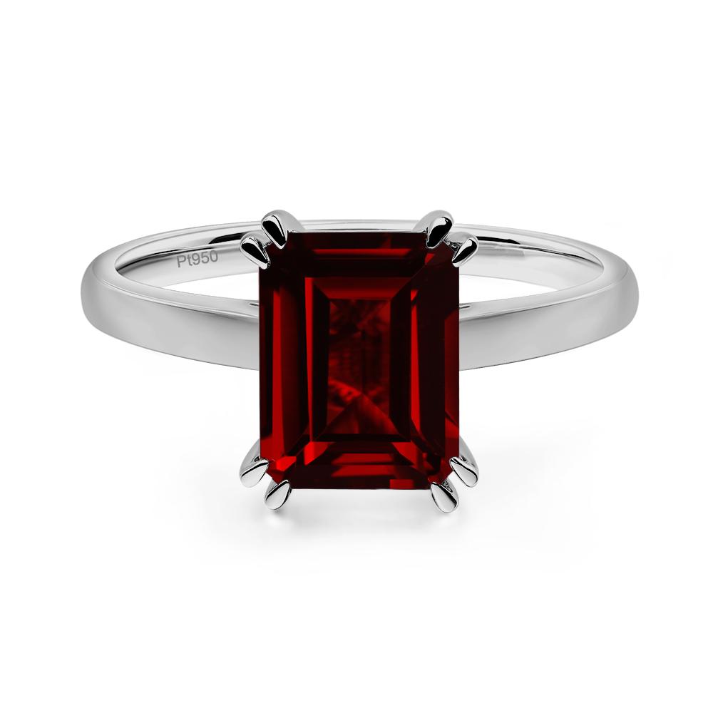 Emerald Cut Garnet Solitaire Wedding Ring - LUO Jewelry #metal_platinum